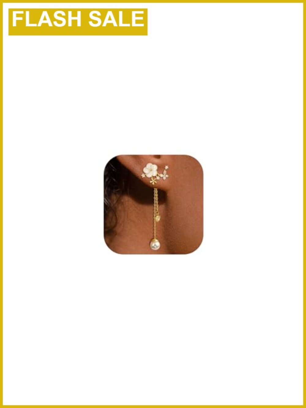 Gold Plated Pearl Drop Earrings Cubic Zirconia Flower Wedding Jewelry